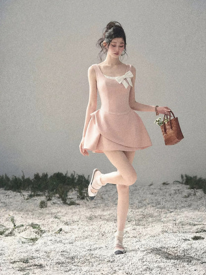 AOMALM's eyes also fell on "Her sweetness sank"% Faux two-piece French dress for women's early spring formal dress short skirt
