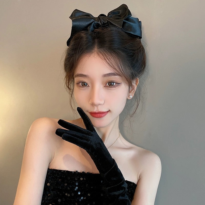 Satin Bow Headband Hair Clip Women's High-End Grab Clip Women's Summer Back of Head Large Shark Clip 2024 New Style