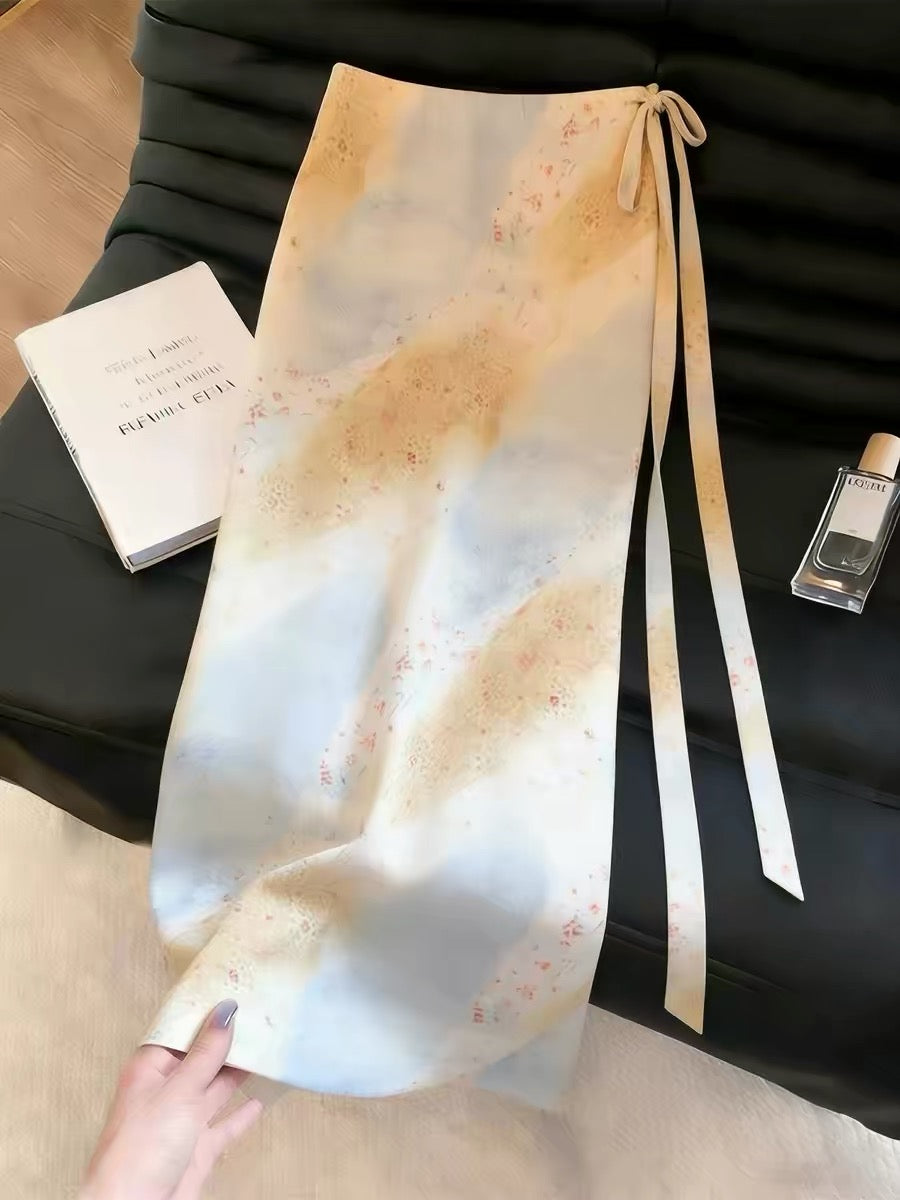 Women's skirt with a unique design—a stylish, chic, and soft-vibe long skirt from the Summer 2026 collection; a distinctive, one-of-a-kind piece.