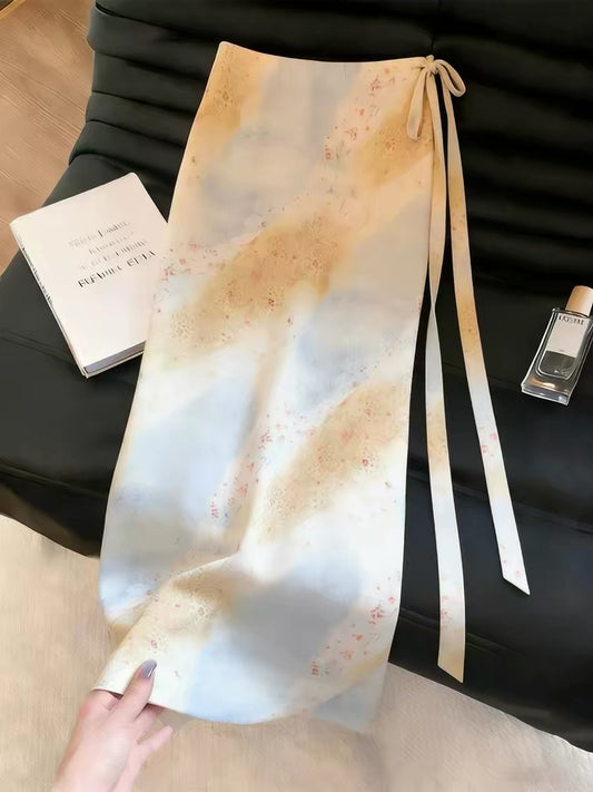 Women's skirt with a unique design—a stylish, chic, and soft-vibe long skirt from the Summer 2026 collection; a distinctive, one-of-a-kind piece.