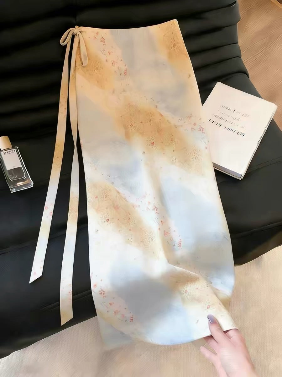 Women's skirt with a unique design—a stylish, chic, and soft-vibe long skirt from the Summer 2026 collection; a distinctive, one-of-a-kind piece.