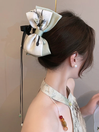 New Chinese style bow ribbon grabber for women's back of head large hairpin shark clip hairpin ancient style Hanfu hair accessory