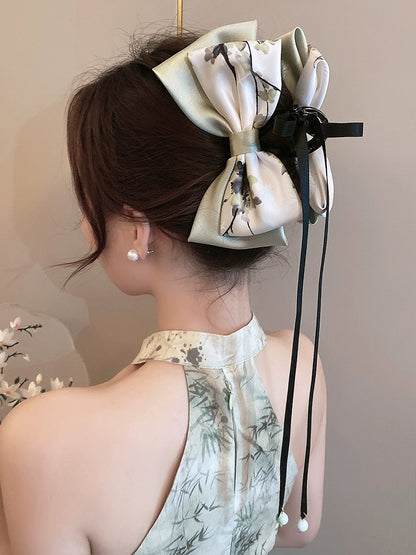 New Chinese style bow ribbon grabber for women's back of head large hairpin shark clip hairpin ancient style Hanfu hair accessory