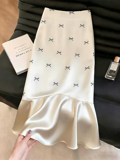 Women's "Affordable Luxury" Style Skirt with Bow Detail – 2026 Summer New Arrival; Sophisticated, Elegant, and High-End Appeal.