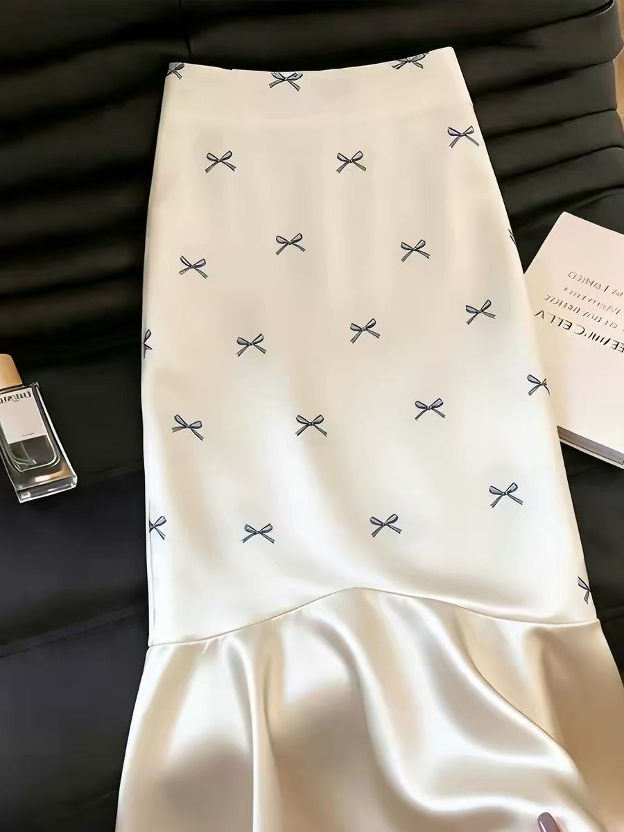 Women's "Affordable Luxury" Style Skirt with Bow Detail – 2026 Summer New Arrival; Sophisticated, Elegant, and High-End Appeal.