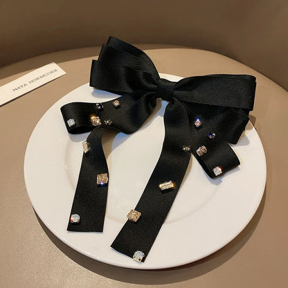 Ju Jingyi's same style Korean style hairband hairpin for women autumn and winter super fairy gem bow hairpin back head hair ornaments