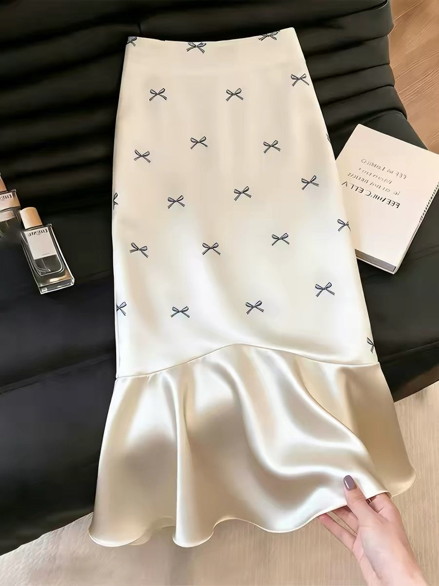 Women's "Affordable Luxury" Style Skirt with Bow Detail – 2026 Summer New Arrival; Sophisticated, Elegant, and High-End Appeal.