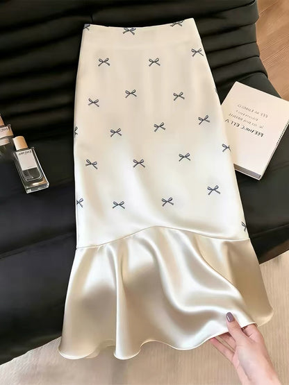 Women's "Affordable Luxury" Style Skirt with Bow Detail – 2026 Summer New Arrival; Sophisticated, Elegant, and High-End Appeal.