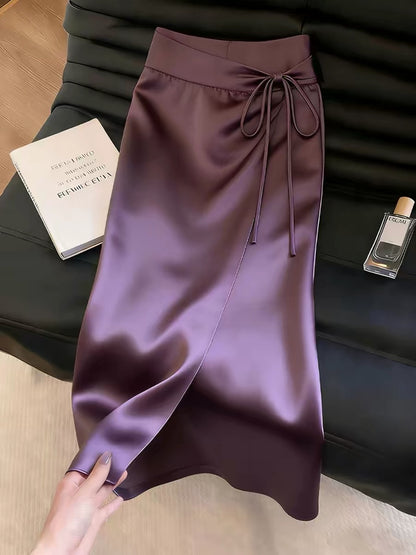 Women's Purple Skirt with Unique Design – 2026 Summer New Arrival: High-Waisted, Elegant, Sophisticated, and Graceful with a Beautiful Drape