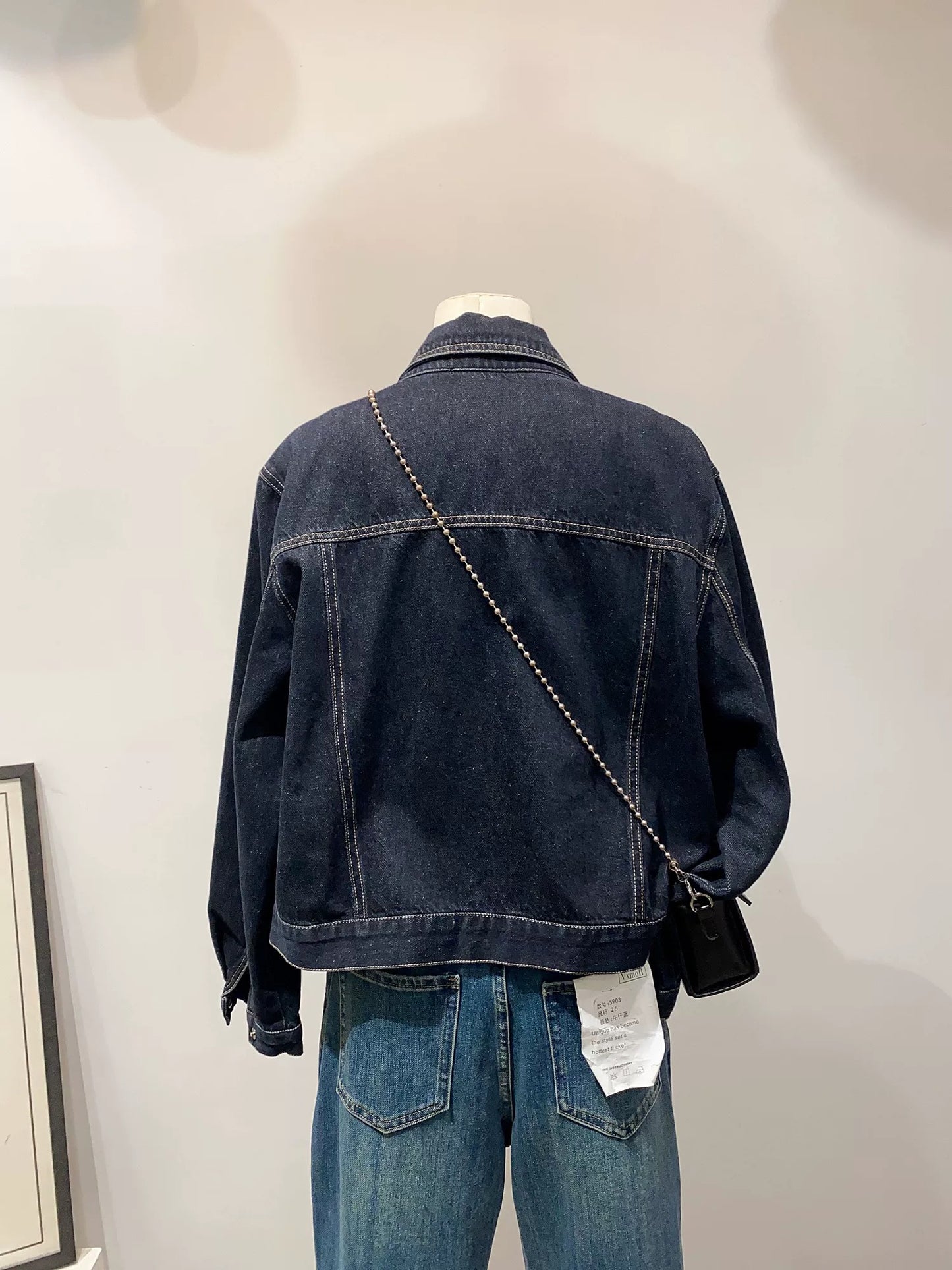Good product from a big factory~Retro Hong Kong style denim jacket for women 2025 autumn new loose slim all-match jacket top