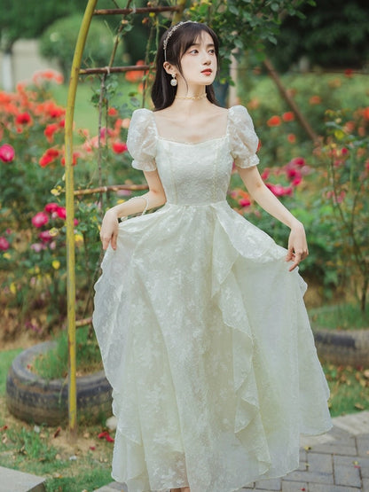 Tea break French first love dress Yunnan travel seaside vacation beach long dress Summer style super fairy pastoral style