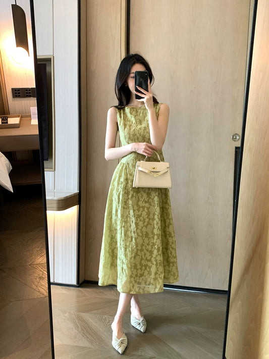 FT GUOGE 2026 Summer New Women's Off-Shoulder Elegant Slim-Fit French Vest Dress