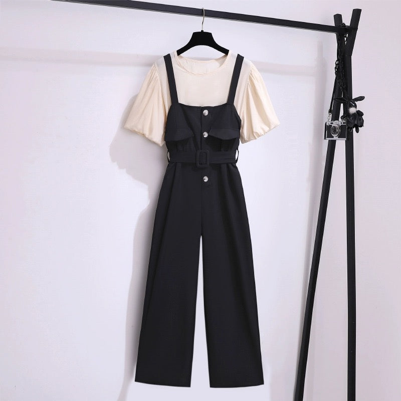 Overalls suit for women in summer 2024 new style for small people, a complete set of tall, fashionable and stylish shorts, two pieces