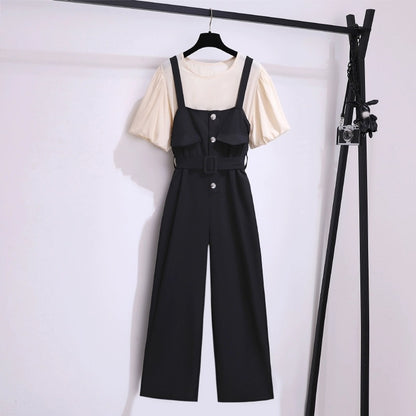 Overalls suit for women in summer 2024 new style for small people, a complete set of tall, fashionable and stylish shorts, two pieces