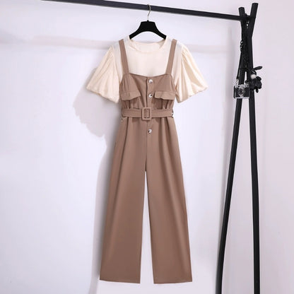 Overalls suit for women in summer 2024 new style for small people, a complete set of tall, fashionable and stylish shorts, two pieces