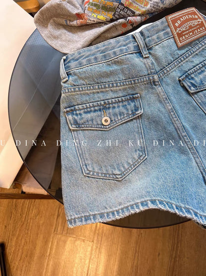 Women's Summer Distressed Denim Shorts – Loose, High-Waisted, European-Style "Hot Pants" – Trendy A-Line Wide-Leg Fit