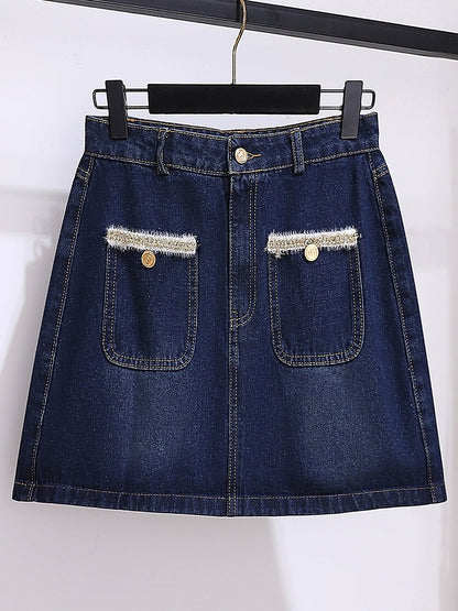 Small fragrant style denim suit for women early spring 2024 new popular style small temperament high-end skirt two-piece set