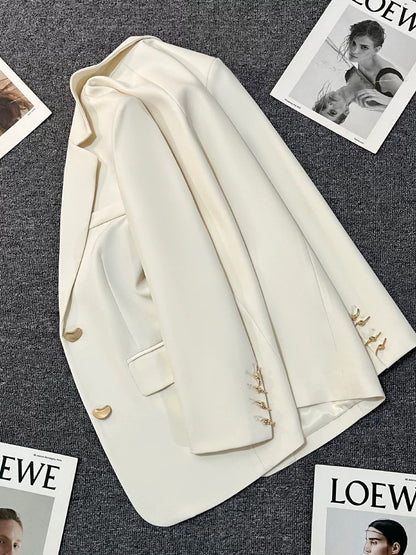 Off-white suit jacket for women 2025 spring and autumn new style high-end street-blasting petite temperament casual Korean suit
