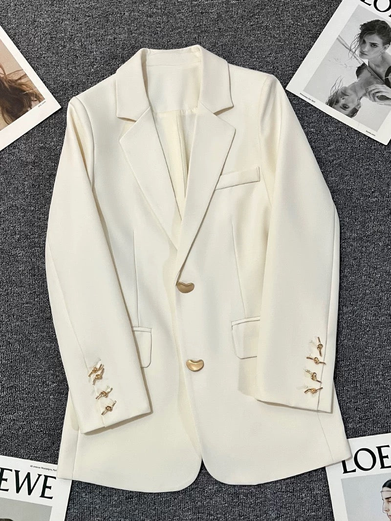 Off-white suit jacket for women 2025 spring and autumn new style high-end street-blasting petite temperament casual Korean suit