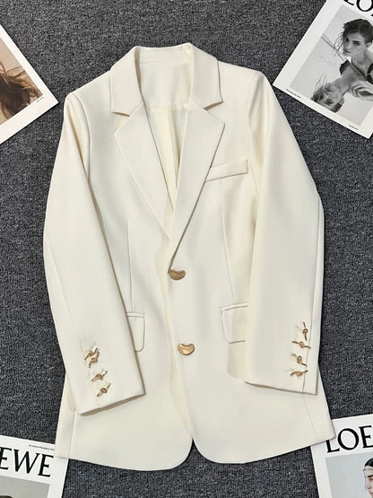 Off-white suit jacket for women 2025 spring and autumn new style high-end street-blasting petite temperament casual Korean suit