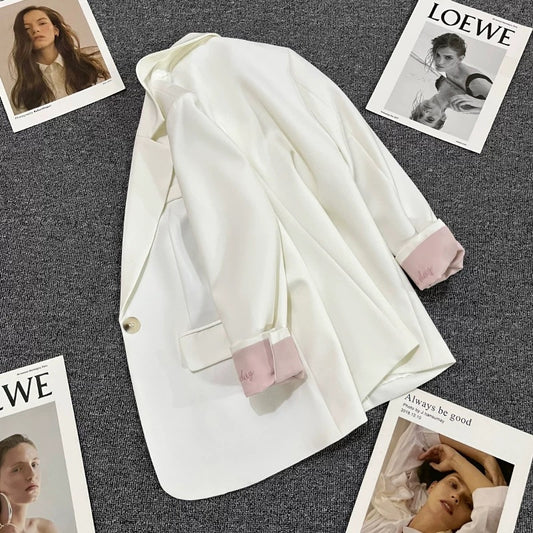 White cuff embroidered suit jacket for women 2024 spring new design fashionable and versatile trendy small suit