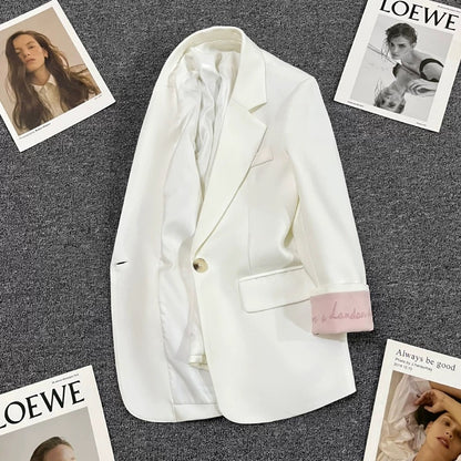White cuff embroidered suit jacket for women 2024 spring new design fashionable and versatile trendy small suit
