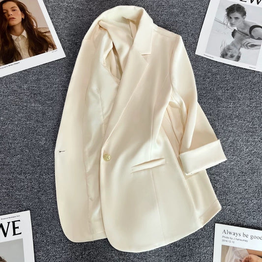 Off-white thin suit jacket for women 2024 summer new style design casual one-button niche suit trend