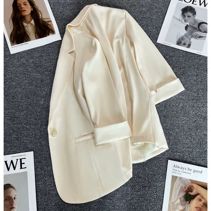 Off-white thin suit jacket for women 2024 summer new style design casual one-button niche suit trend