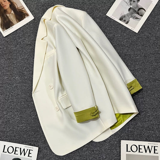 White cuffs stitching new Chinese suit jacket women 2025 spring and autumn new style high-end fashion popular suit trend