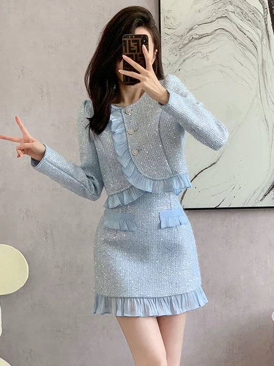 French Internet celebrity small fragrance suit short coat women's autumn 2024 new fashion lady skirt two-piece set