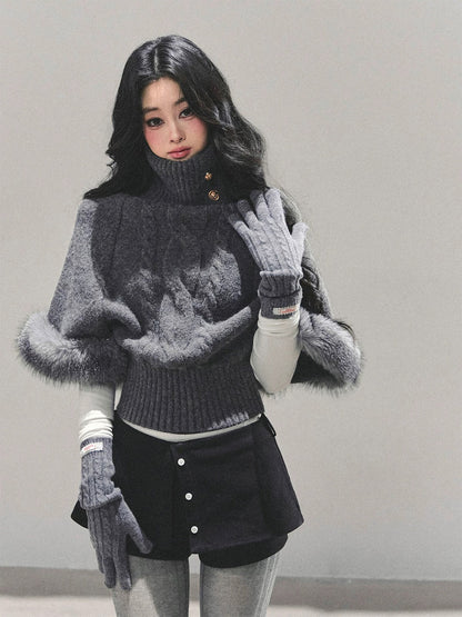 AOMALM's eyes are "only she is clear-headed" - Korean style high-neck mohair knit sweater for women, winter cable knit top.