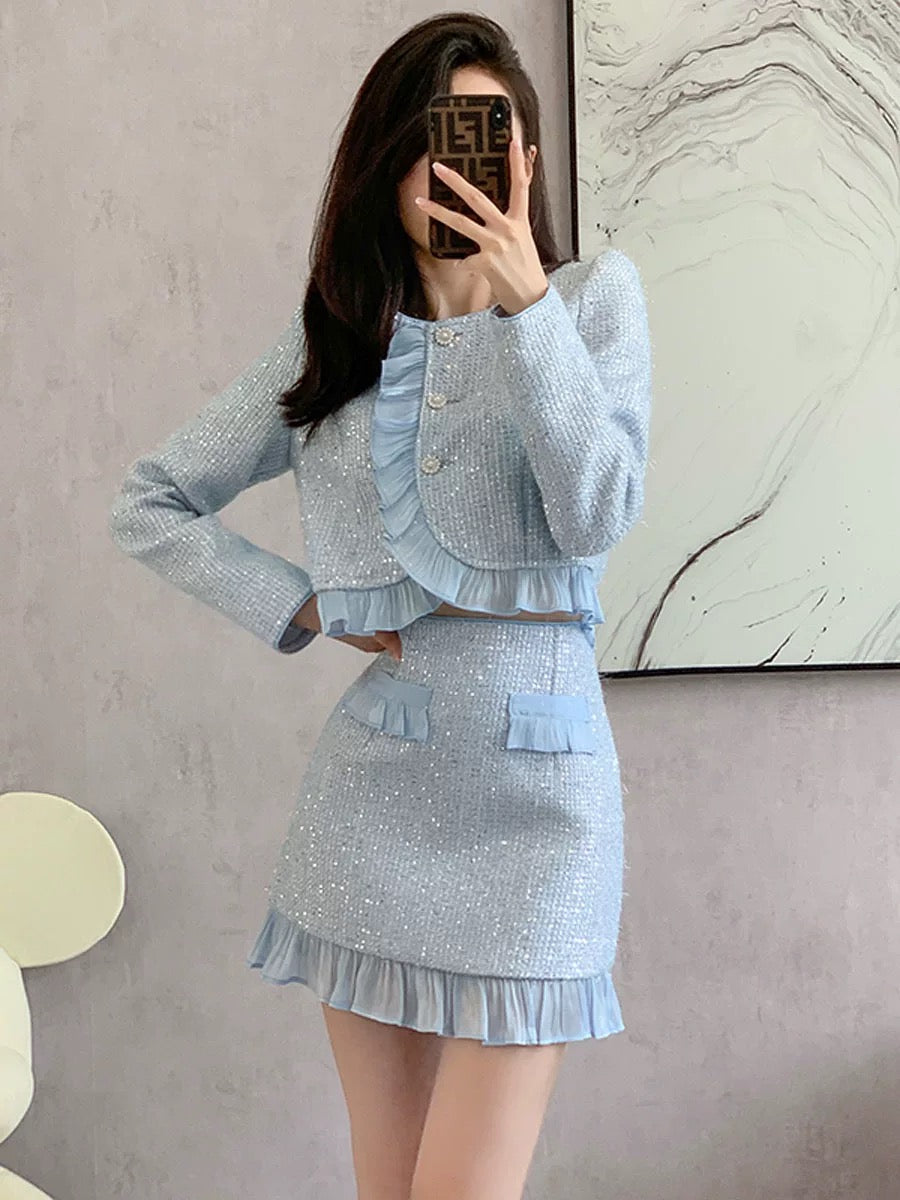 French Internet celebrity small fragrance suit short coat women's autumn 2024 new fashion lady skirt two-piece set