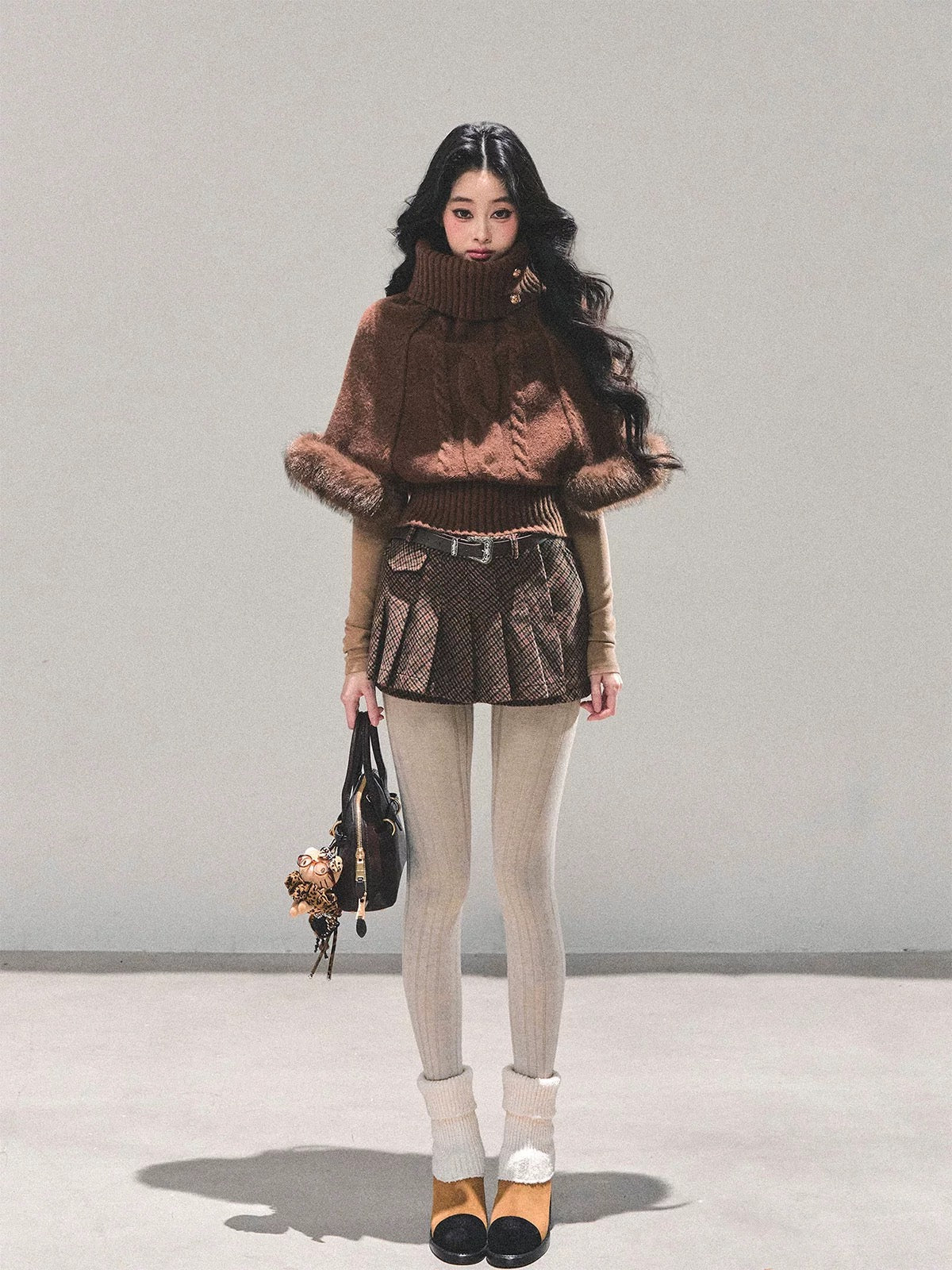 AOMALM's eyes are "only she is clear-headed" - Korean style high-neck mohair knit sweater for women, winter cable knit top.