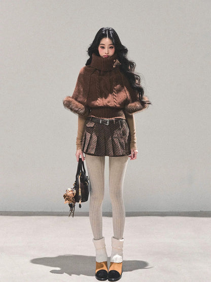 AOMALM's eyes are "only she is clear-headed" - Korean style high-neck mohair knit sweater for women, winter cable knit top.