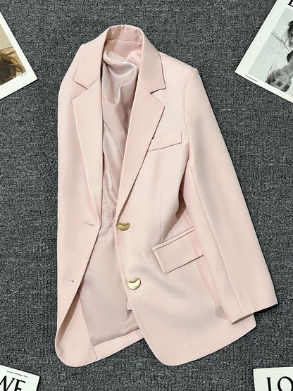 White peach pink suit jacket for women 2025 spring and autumn new style this year popular high-end Korean style loose temperament small suit
