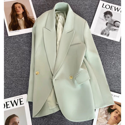 Light green suit jacket for women 2025 spring and autumn new single-breasted Korean style street style niche suit trend