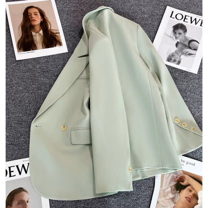 Light green suit jacket for women 2025 spring and autumn new single-breasted Korean style street style niche suit trend