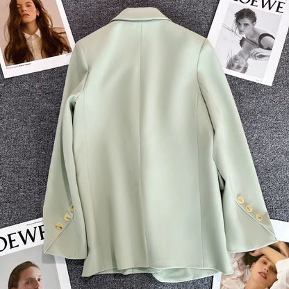 Light green suit jacket for women 2025 spring and autumn new single-breasted Korean style street style niche suit trend
