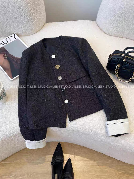 Black style jacket women's short 2025 autumn new Korean style fashion slim temperament celebrity style top trend