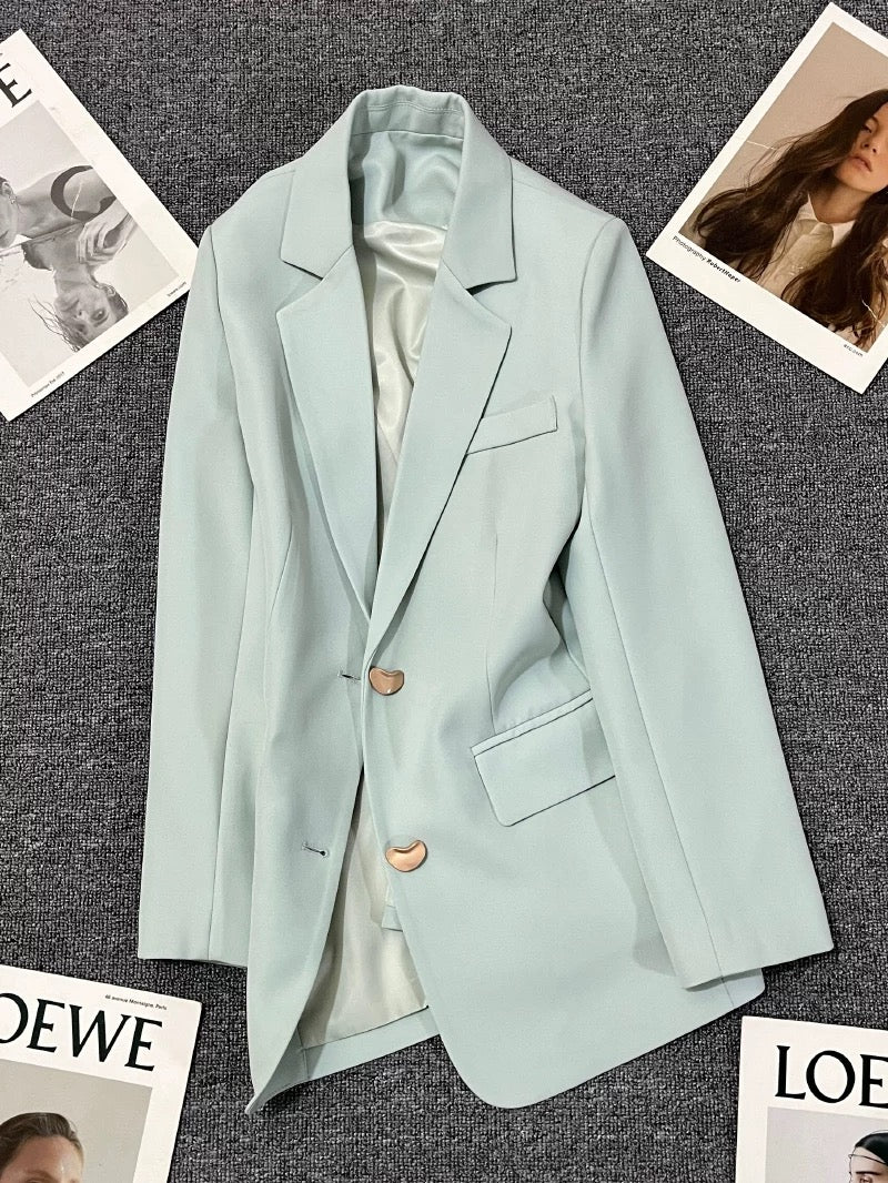 Sky blue suit jacket for women 2024 spring new style design high-end Korean style versatile temperament casual suit trend