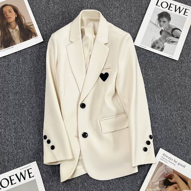 Off-white suit jacket for women 2025 spring and autumn new design Korean style casual street fashion niche suit