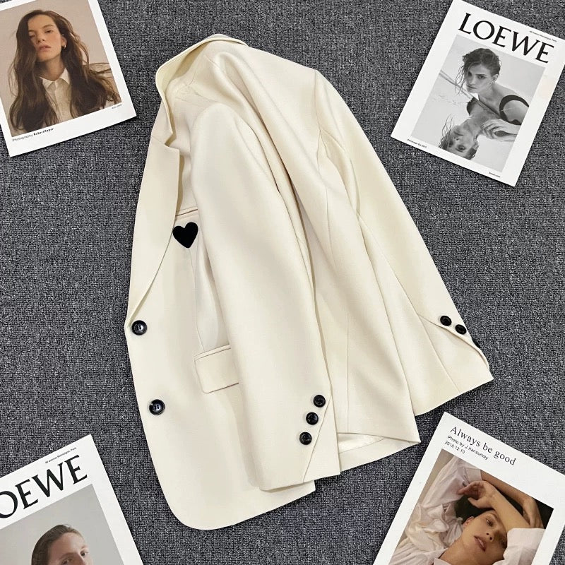 Off-white suit jacket for women 2025 spring and autumn new design Korean style casual street fashion niche suit
