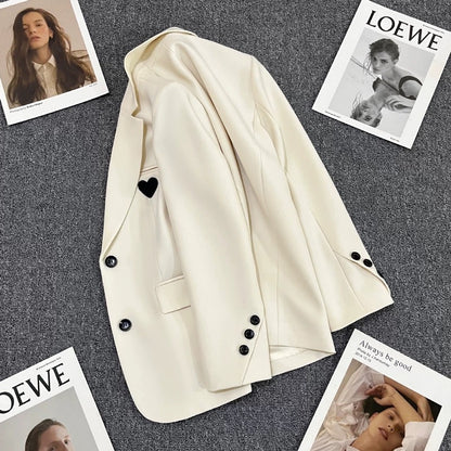 Off-white suit jacket for women 2025 spring and autumn new design Korean style casual street fashion niche suit