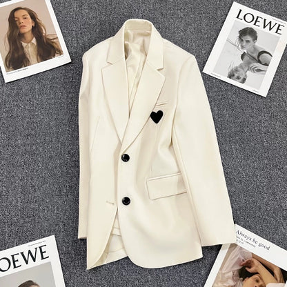 Off-white suit jacket for women 2025 spring and autumn new design Korean style casual street fashion niche suit