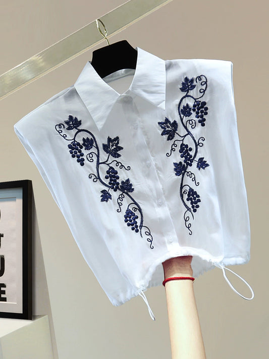 Small heavy embroidery contrast color sleeveless shirt 2025 summer Korean version high waist short drawstring waist shirt trend
