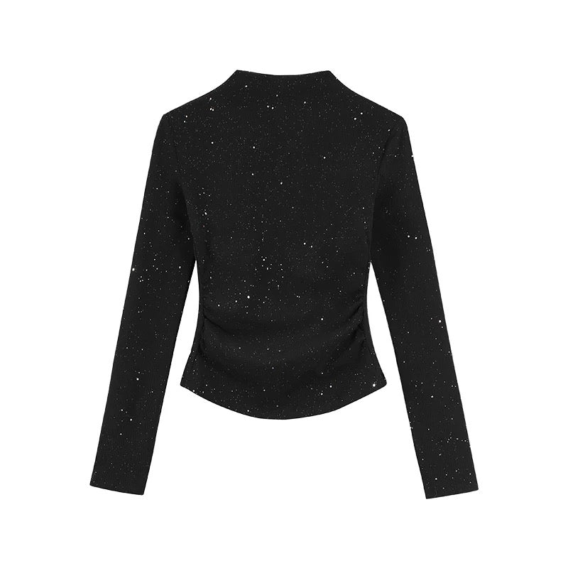 Pleasurable gray long-sleeved half-turtle collar bottoming shirt for women autumn and winter new high-end slim sexy inner top
