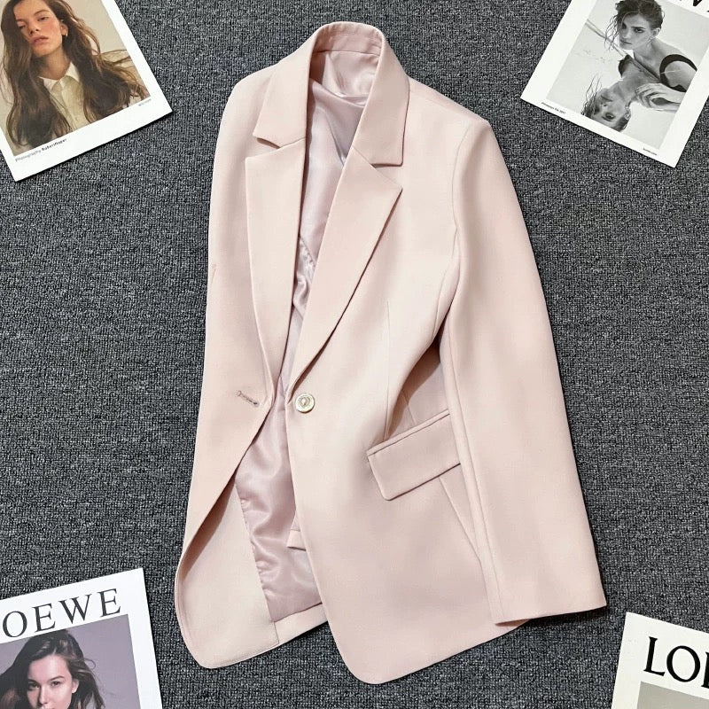 Light pink suit jacket for women 2025 spring and autumn new design Korean style casual temperament fashion trend suit