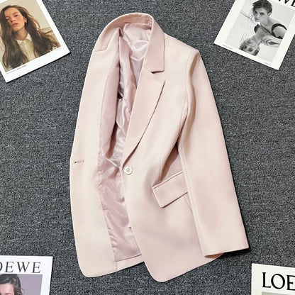 Light pink suit jacket for women 2025 spring and autumn new design Korean style casual temperament fashion trend suit