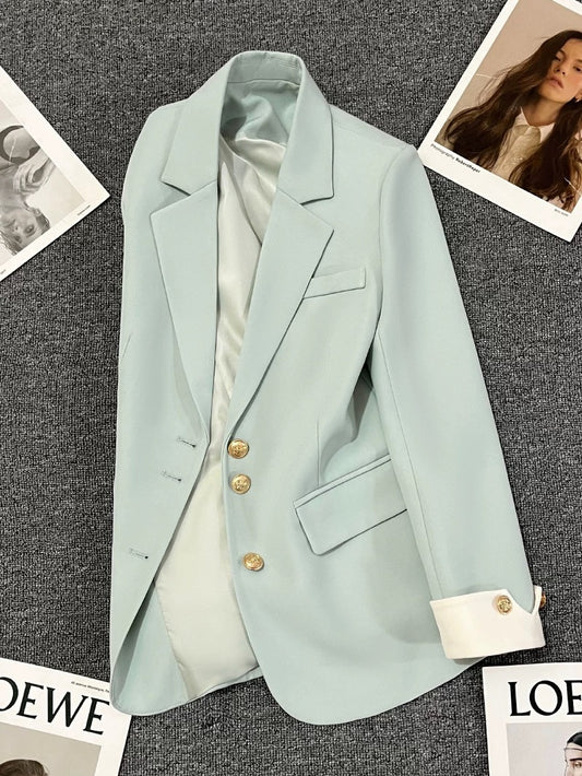Sky blue suit jacket for women, elegant lady, high-end 2025 spring and autumn new popular loose and fashionable small suit