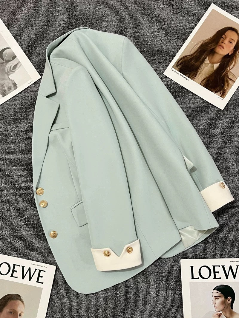 Sky blue suit jacket for women, elegant lady, high-end 2025 spring and autumn new popular loose and fashionable small suit